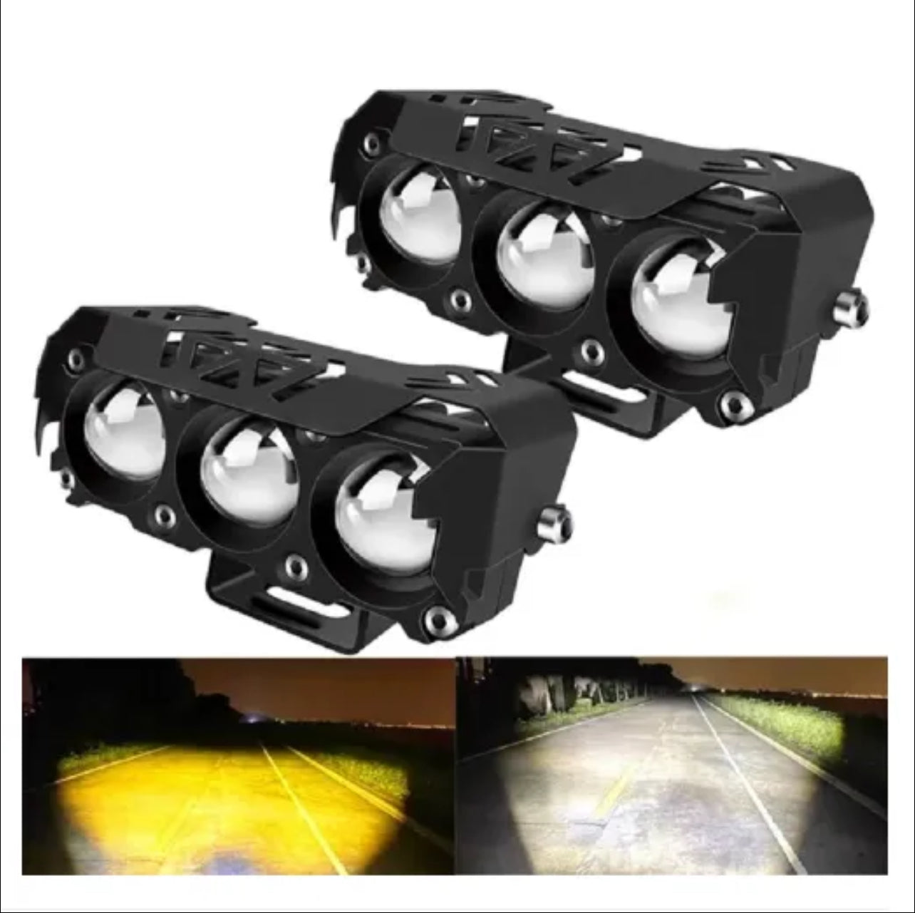 Triple Beam LED Hood Light for Cars – White, Yellow