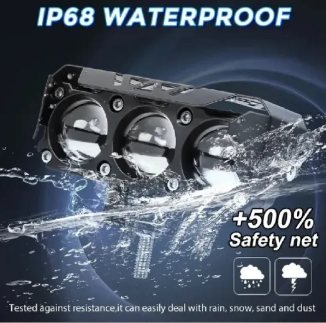 Triple Beam LED Hood Light for Cars – White, Yellow