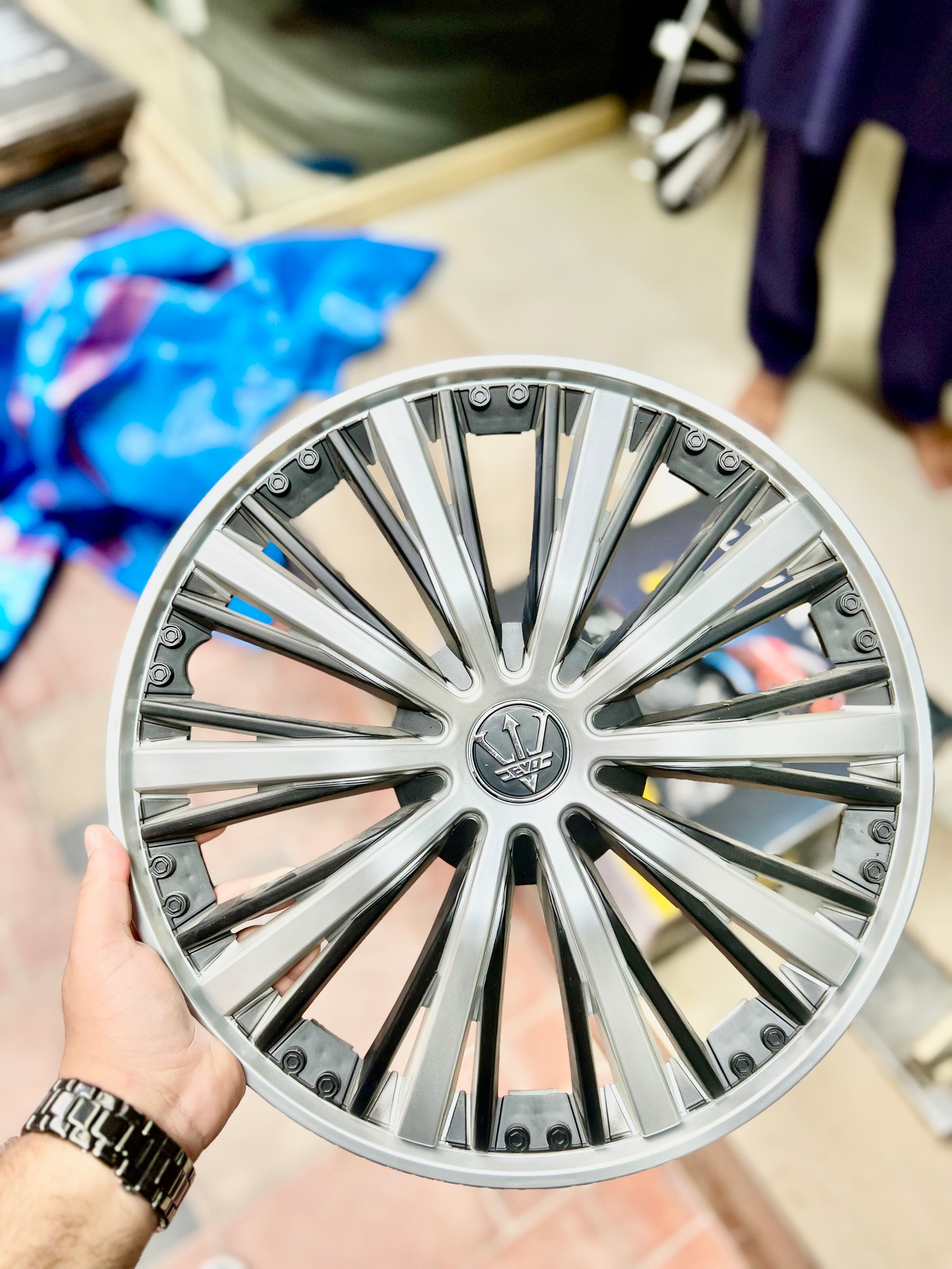 Set of 4 Silver Black Finish Wheel Cover