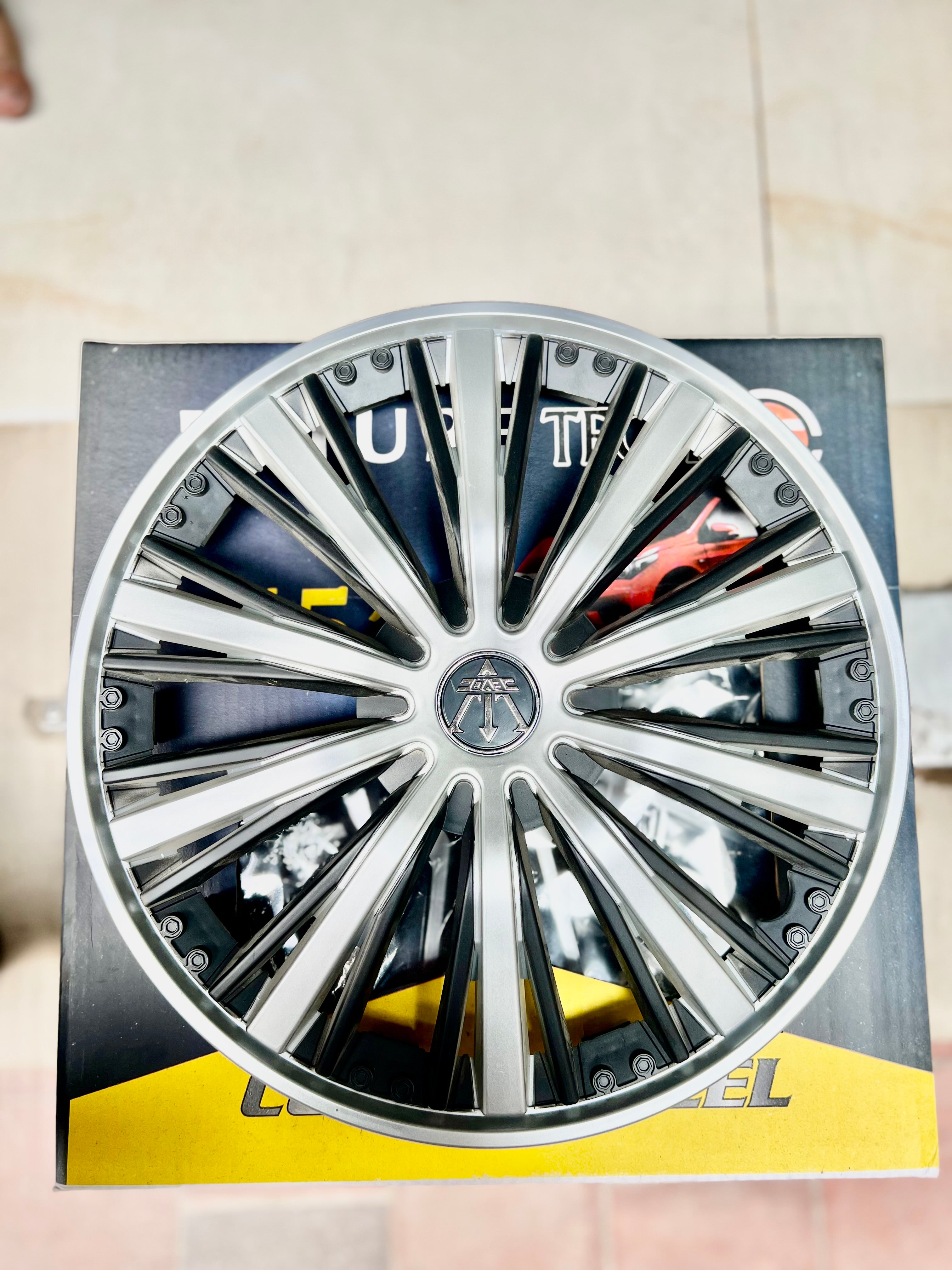 Set of 4 Silver Black Finish Wheel Cover