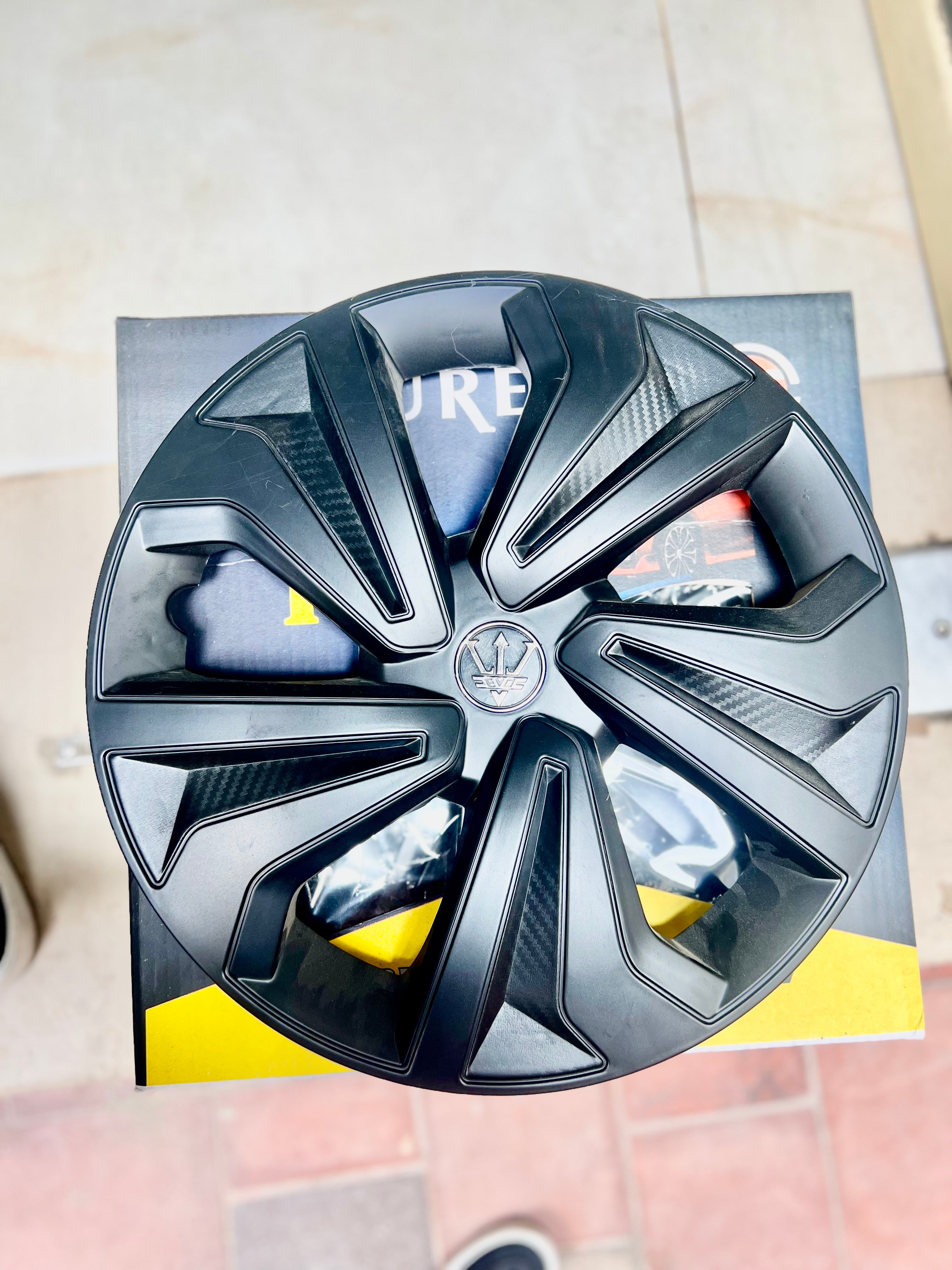 Set of 4 Premium Black Carbon Finish Wheel Cover