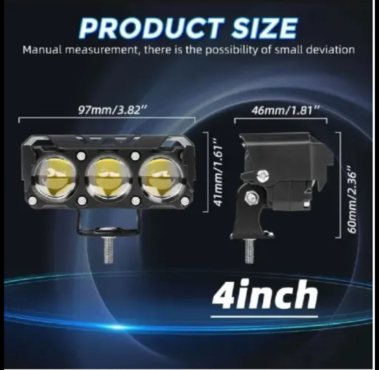 2 Piece Triple Beam LED Hood Light Set for Cars – 3 Color Modes (White, Yellow, Warm Yellow)