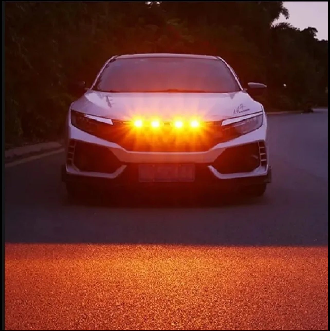 4 Pieces Car Grill Led Lights Daytime Running Lights 12 Volt For Cars, SUV, Trucks Universal Fit Smoked Lens Bright Orange