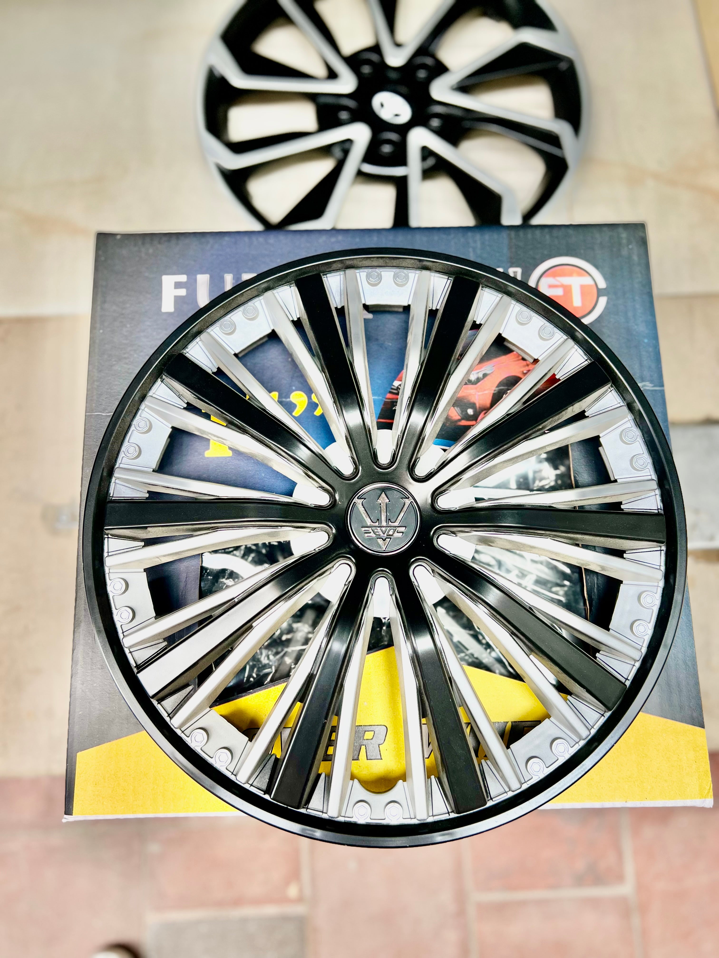 Premium Silver & Black Wheel Cover