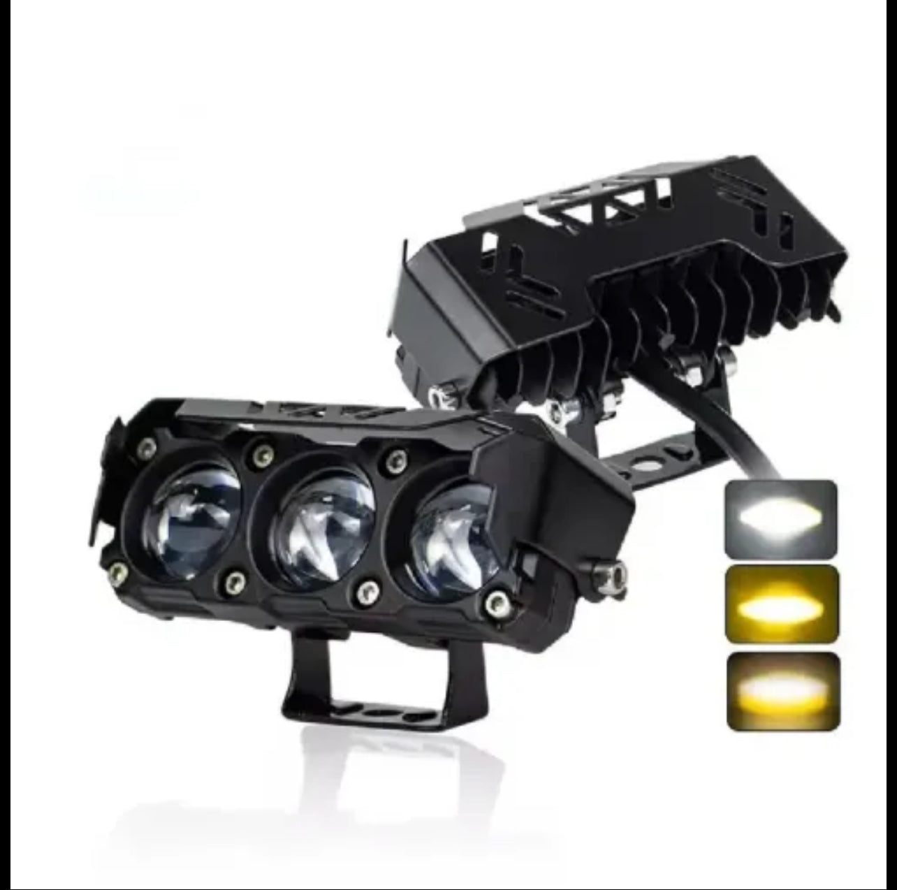 Triple Beam LED Hood Light for Cars – White, Yellow