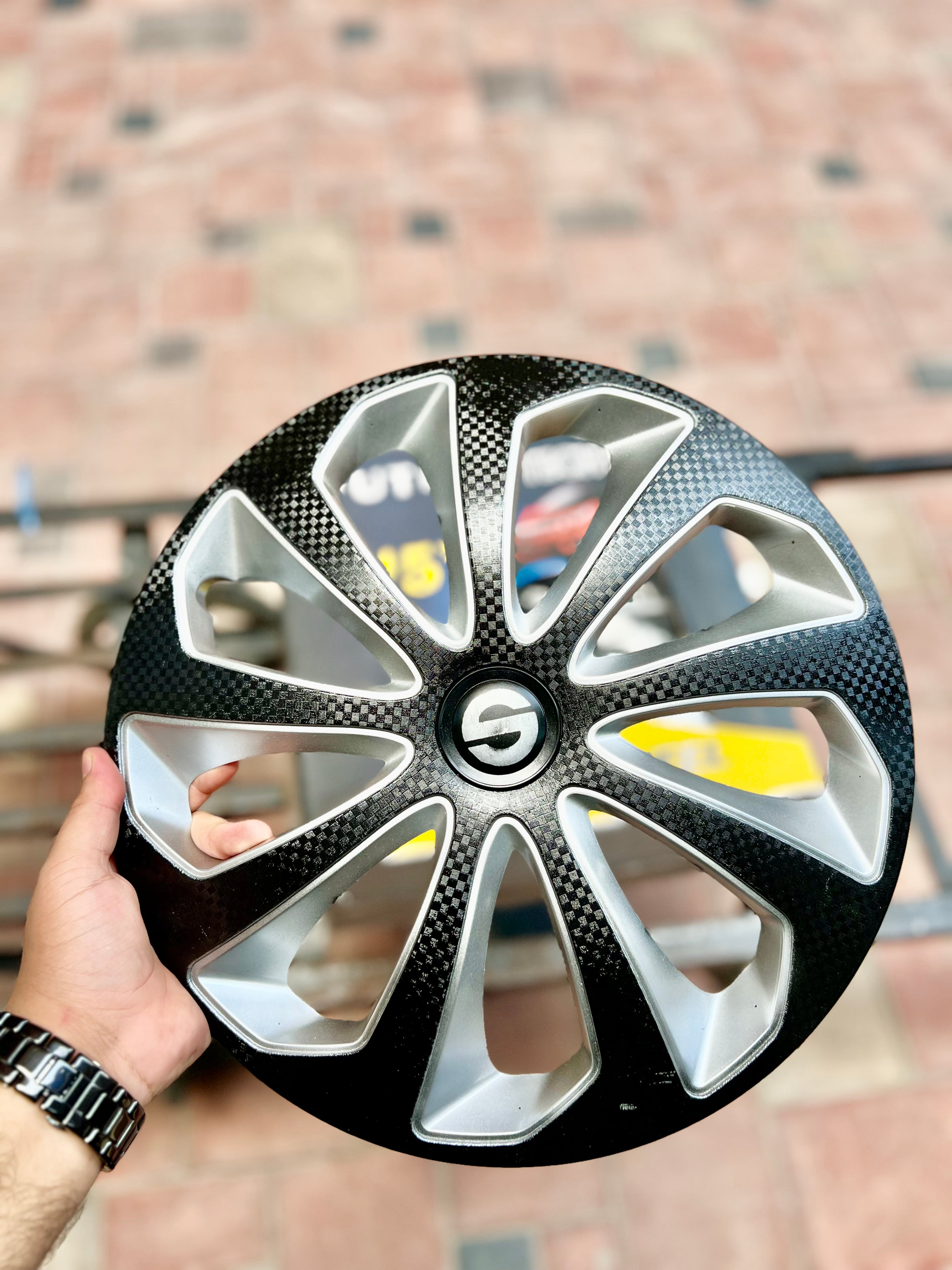 13-Inch Black Carbon & Silver Wheel Cover