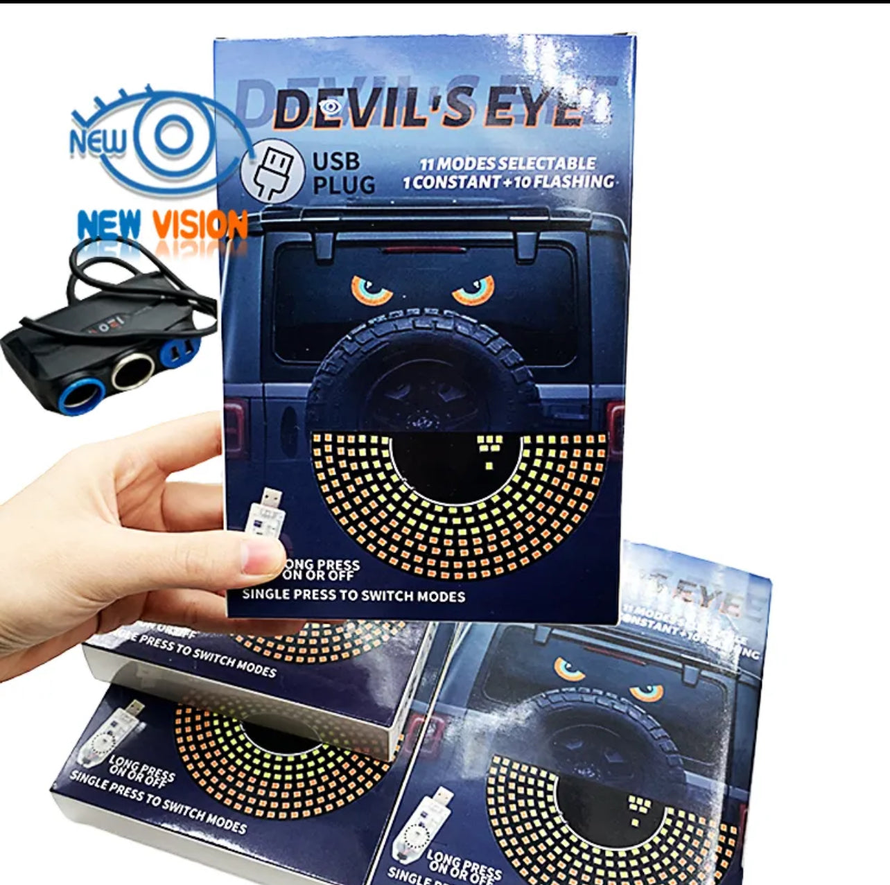 Devil EyeLight for Cars, Dynamic Led Eyes for Car Windshield, USB Devil Eyes Smart Colorful Car Eyes for Auto Car Windshield Window