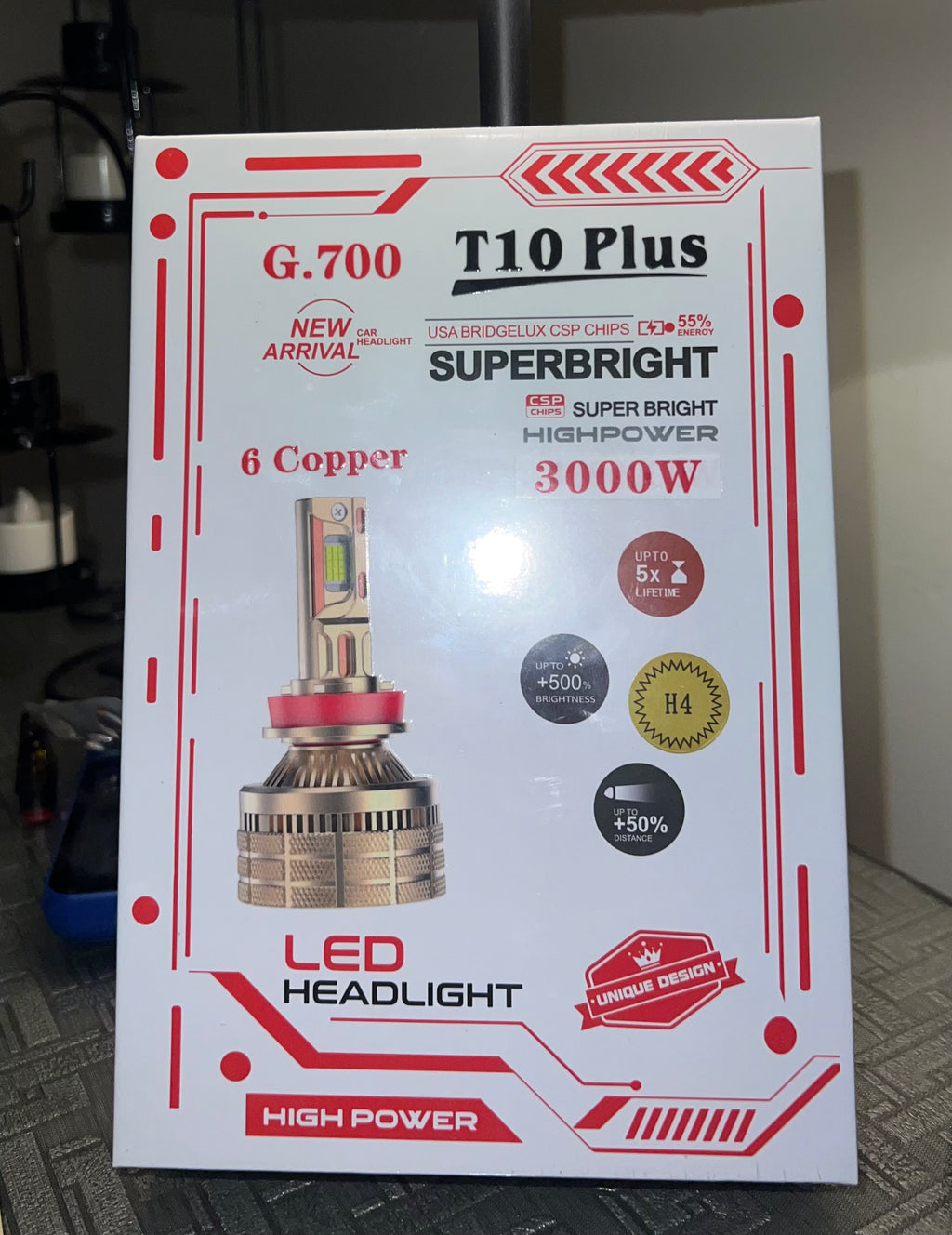 T10 Plus G-700 SuperBright LED Headlights – 3000W High Power | Ultra Bright H4 Car Light