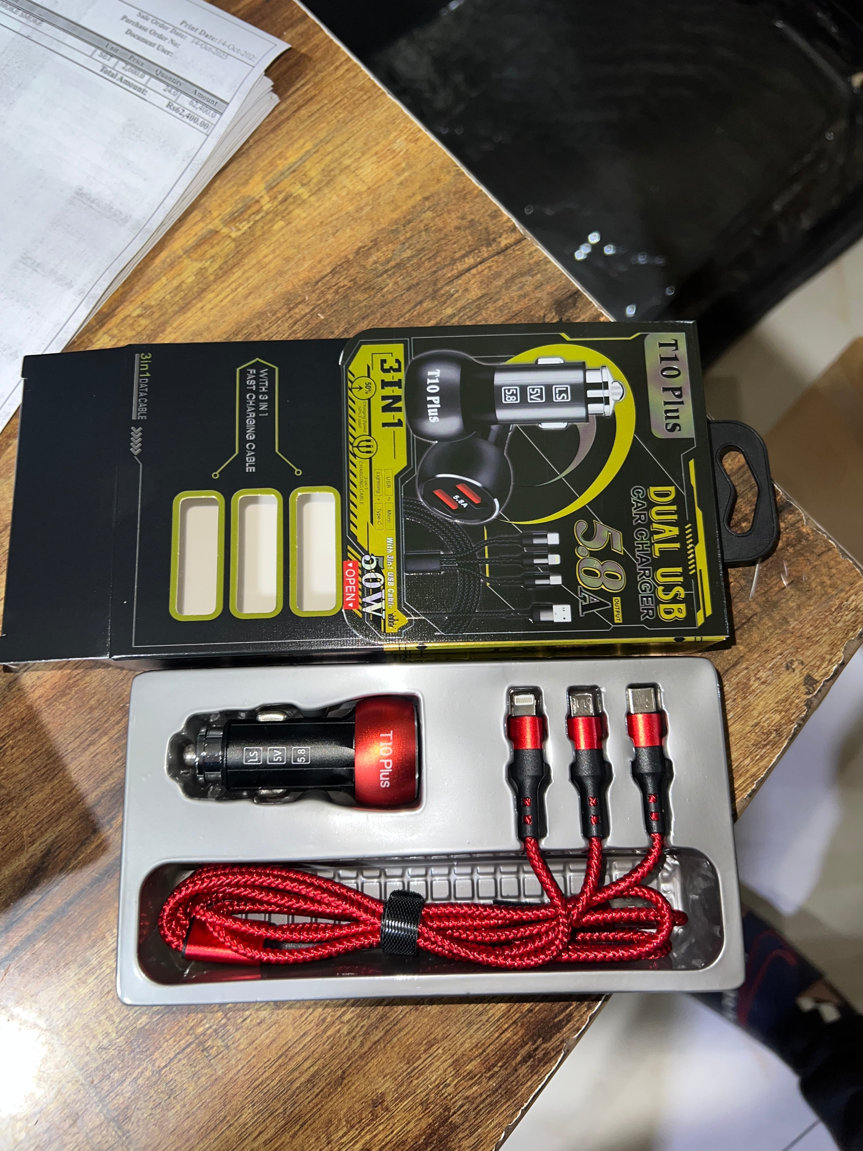 ⚡ 3 in 1 Car Charger T10 Plus – Fast, Smart & Reliable Charging