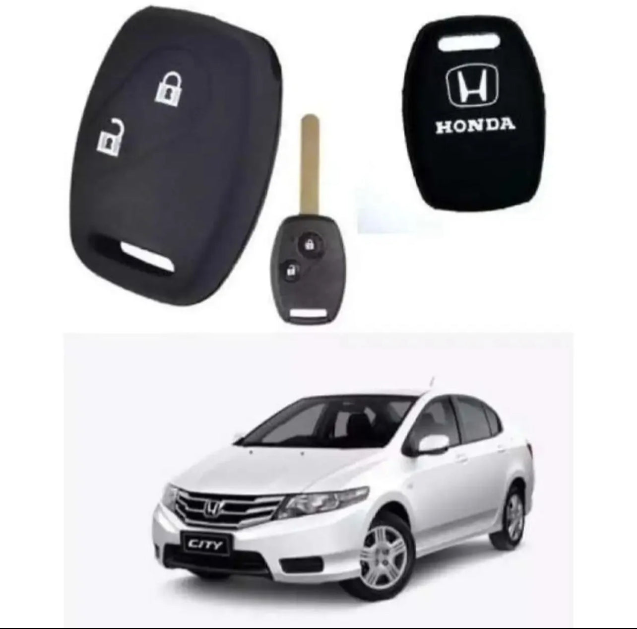 Silicone Black Key Cover for Honda City
