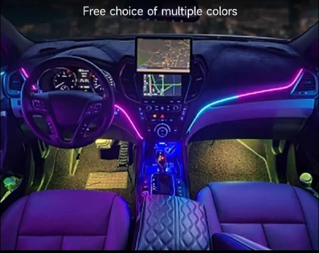 Multicolor LED Symphony Ambient Light For Car Interior USB Decoration Atmosphere Neon RGB Rainbow Acrylic Strip Mobile APP Control and Remote Control